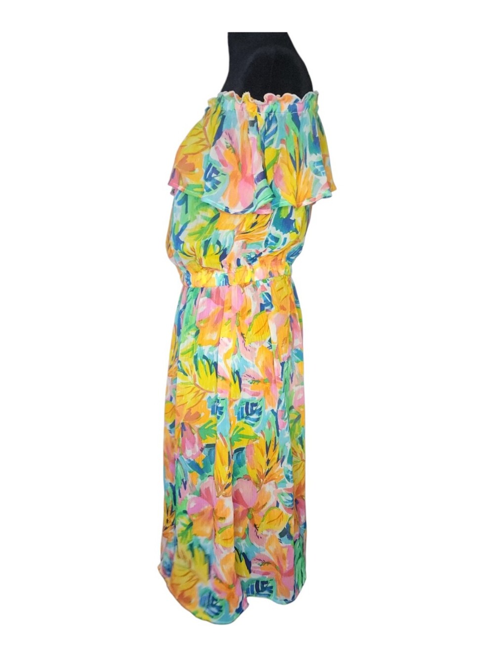 Into The Bleu Bloom in Love Crinkle Chiffon Swim Cover Up, Womens Large - Picture 3 of 6